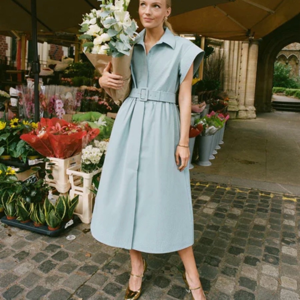 Tuckernuck Light Blue Belted Midi Dress